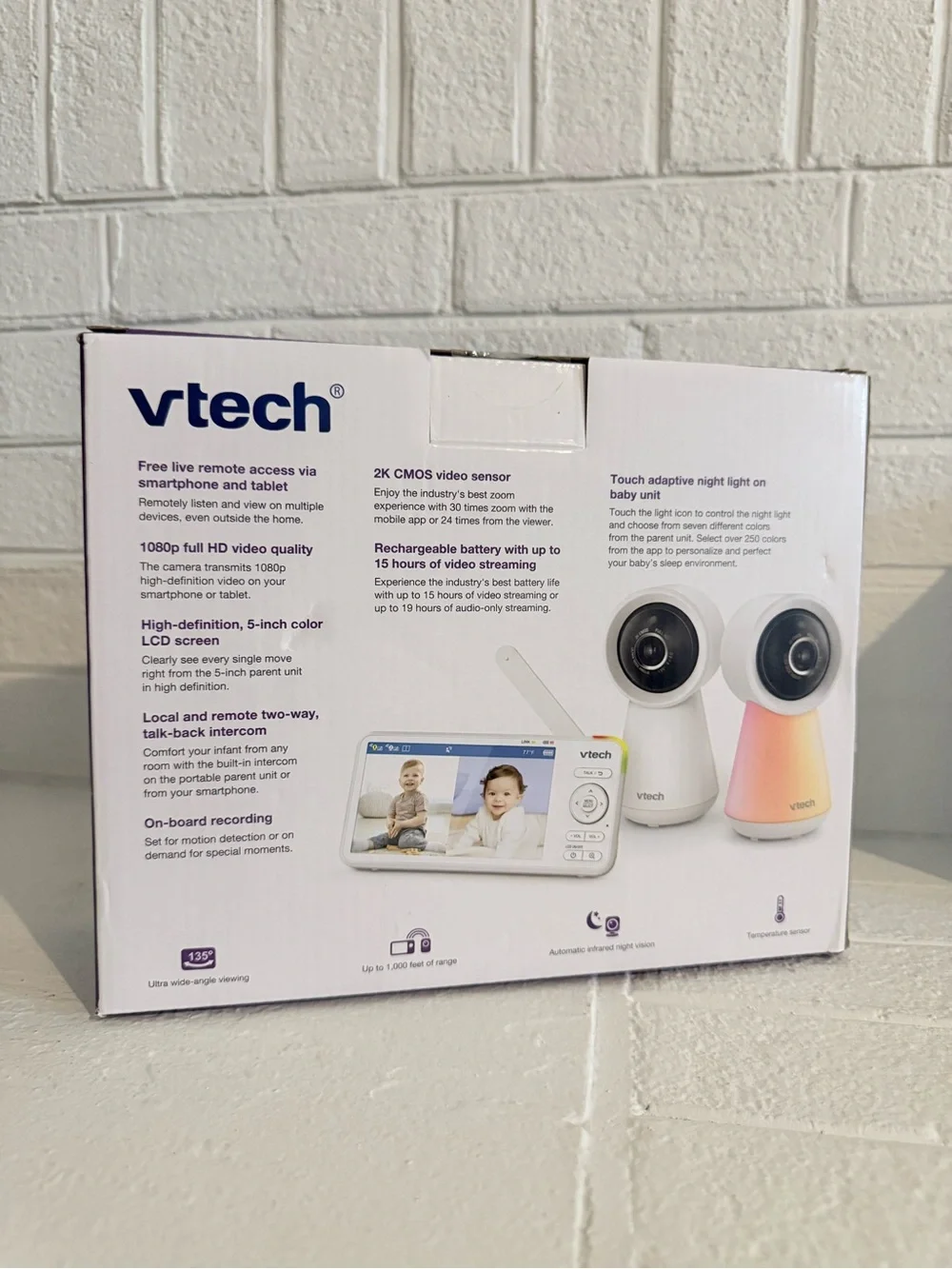 VTech Smart Series 2-Camera HD Video Monitor - Pink/Peach Gradient